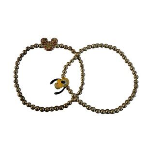 BaubleBar Gold Beaded Bracelets with Mickey Charms